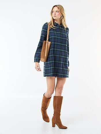 Robe chemise coupe courte en flanelle