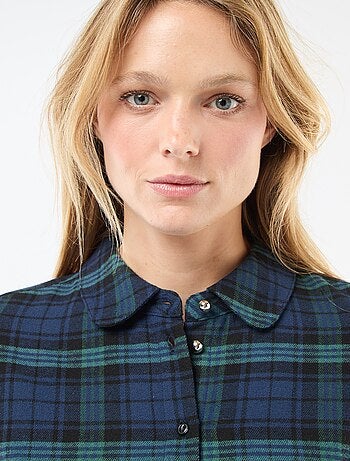 Robe chemise coupe courte en flanelle