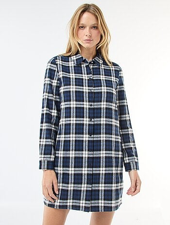 Robe chemise coupe courte en flanelle