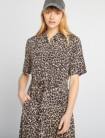 Robe chemise longue à motif
