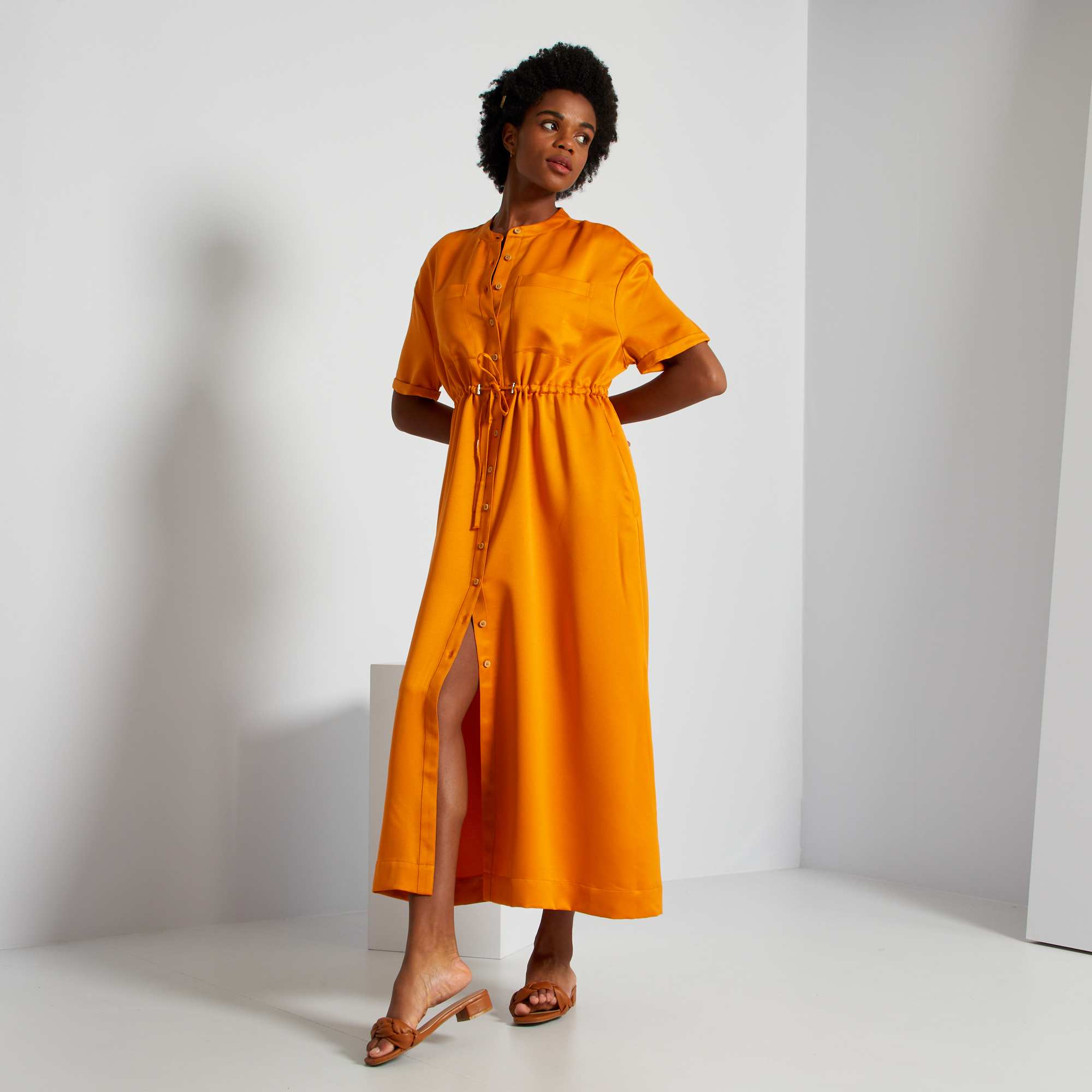 Mango Outlet Mango Robe Orange Robe Imprimée Ouvertures Femme