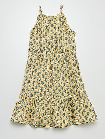Robe corolle à motif avec base volantées