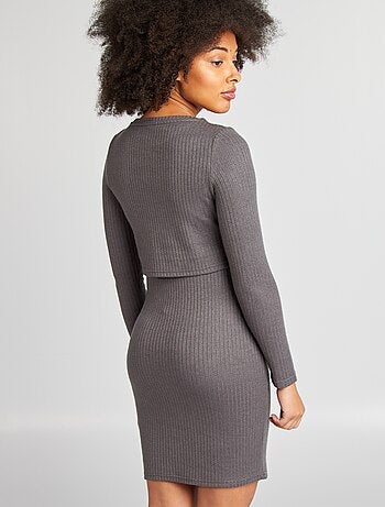 Robe cotelée d'allaitement