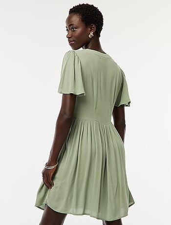 Robe courte à manches courtes avec base volantée