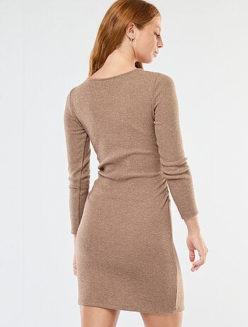 Robe courte à manches longues en maille doudou