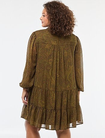 Robe courte à motif à manches longues