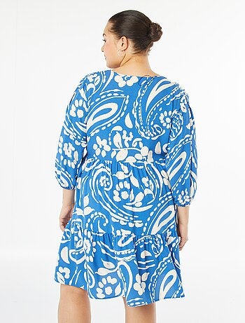 Robe courte à motif avec manches longues
