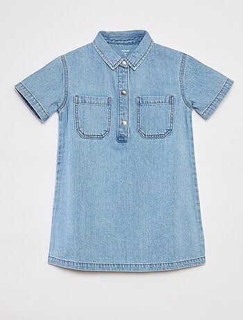 Robe courte en denim avec col chemisier