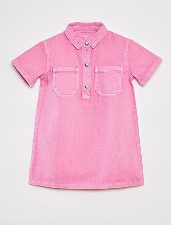 Robe courte en denim avec col chemisier