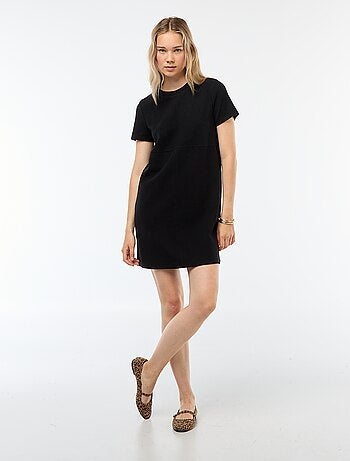Robe courte en maille doudou côtelée