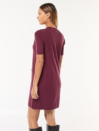 Robe courte en maille lourde boutonnée
