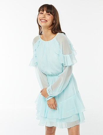 Robe courte en voile à manches longues