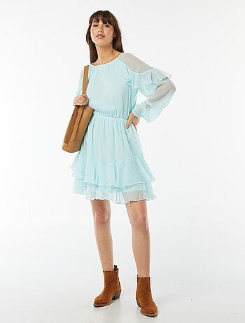 Robe courte en voile à manches longues