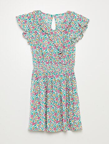 Robe courte imprimée et volantée