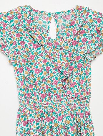 Robe courte imprimée et volantée