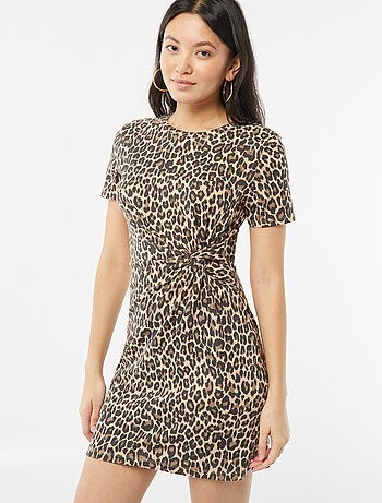 Robe courte manches courtes avec effet drapé