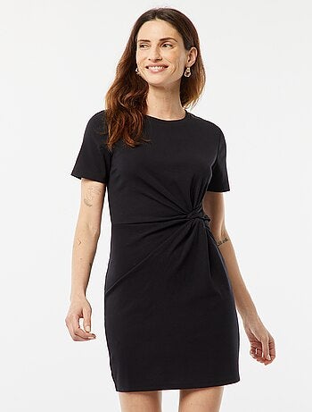 Robe courte manches courtes avec effet drapé