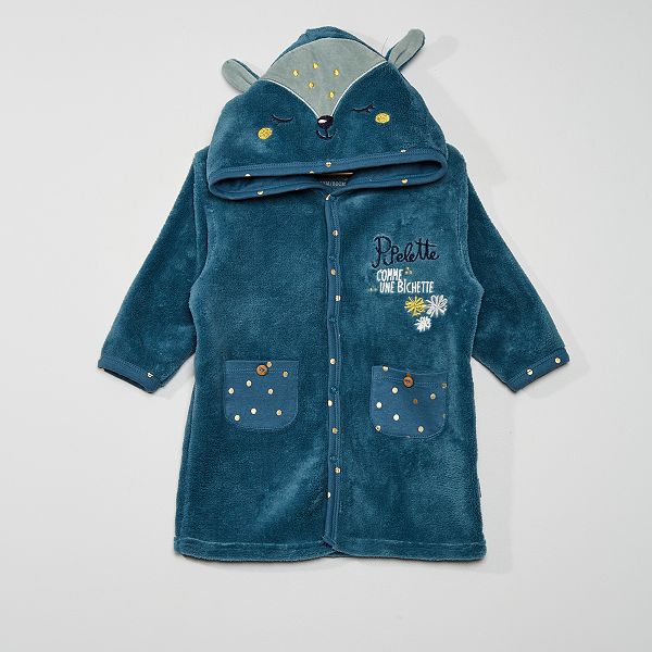 Robe De Chambre A Capuche Petit Beguin Bebe Fille Bleu Petrole Kiabi 15 00