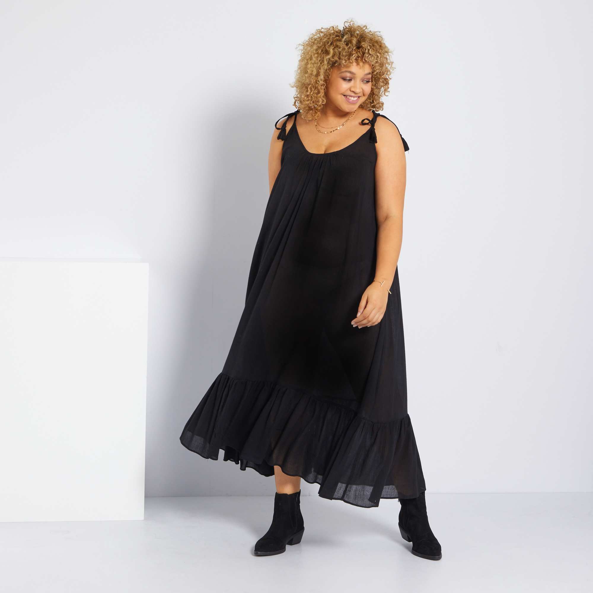 Robe de plage 'Vero Moda' Grande taille femme - noir - Kiabi - 26,10€