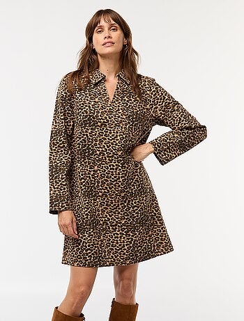 Robe denim léopard