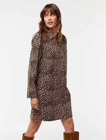Robe denim léopard
