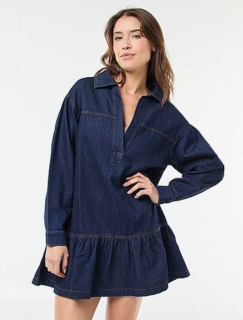 Robe denim manches longues