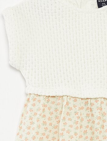 Robe effet 2 en 1 avec haut en tricot et bas en lin mélangé - 1 pièce