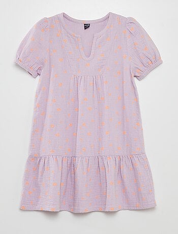 Robe en gaze de coton à manches ballons