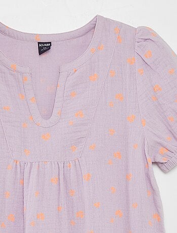 Robe en gaze de coton à manches ballons
