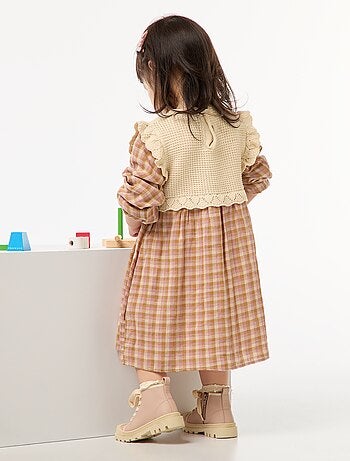 Robe en gaze de coton effet 2 en 1 gilet en crochet