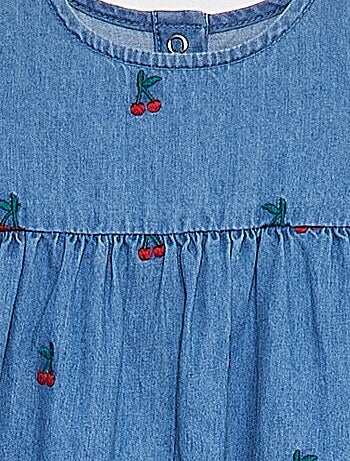 Robe en jean brodée 'cerises'