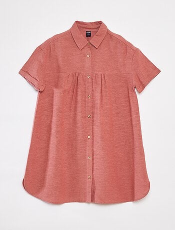Robe en lin mélangé avec col chemise