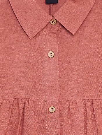 Robe en lin mélangé avec col chemise
