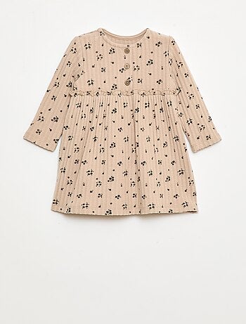 Robe en maille doudou côtelée avec col boutonné