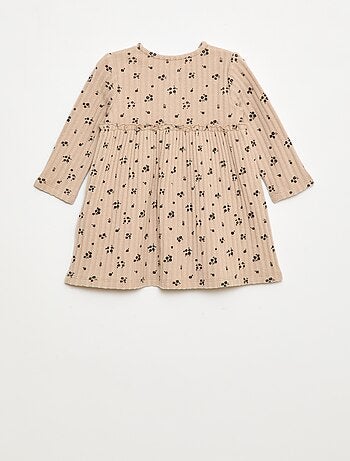 Robe en maille doudou côtelée avec col boutonné