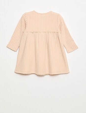 Robe en maille doudou côtelée avec col boutonné