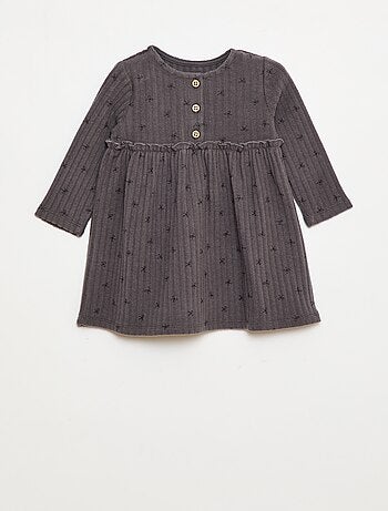 Robe en maille doudou côtelée avec col boutonné