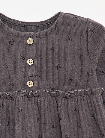 Robe en maille doudou côtelée avec col boutonné