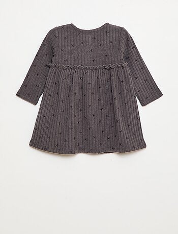 Robe en maille doudou côtelée avec col boutonné