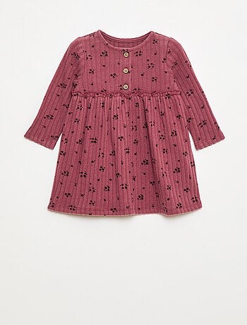 Robe en maille doudou côtelée avec col boutonné