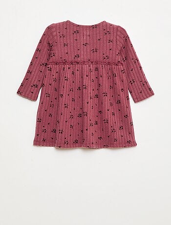 Robe en maille doudou côtelée avec col boutonné