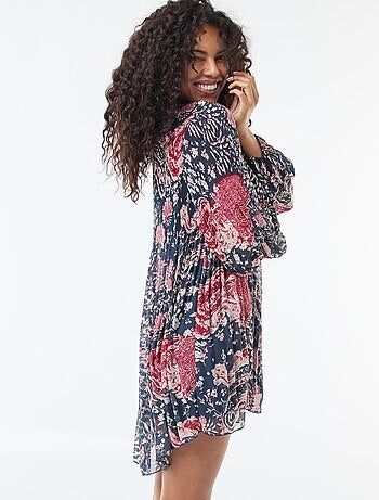 Robe en maille légère et smockée + Nouette au col