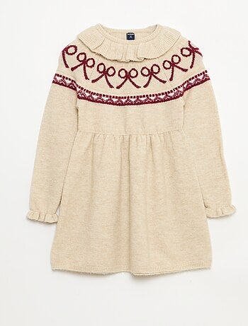 Robe en maille mousseuse 'Noël' avec collerette