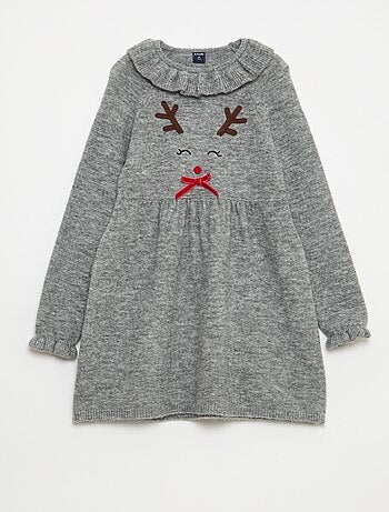 Robe en maille mousseuse 'Noël' avec collerette