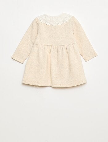 Robe en molleton avec col en voile de coton brodé