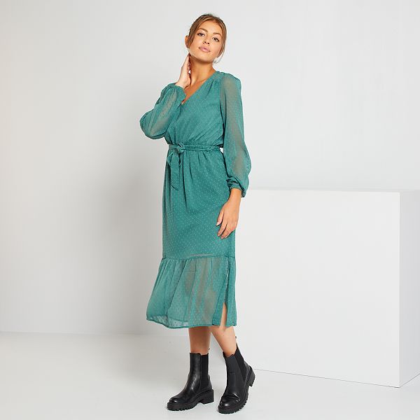 robe verte mousseline