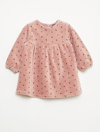 Robe en velours à manches longues avec motif