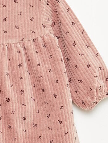 Robe en velours à manches longues avec motif