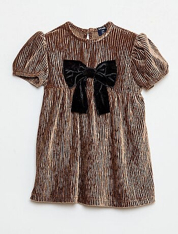 Robe en velours côtelée avec nœud fantaisie
