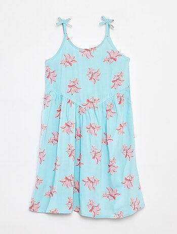 Robe fluide à fines bretelles et motif all over